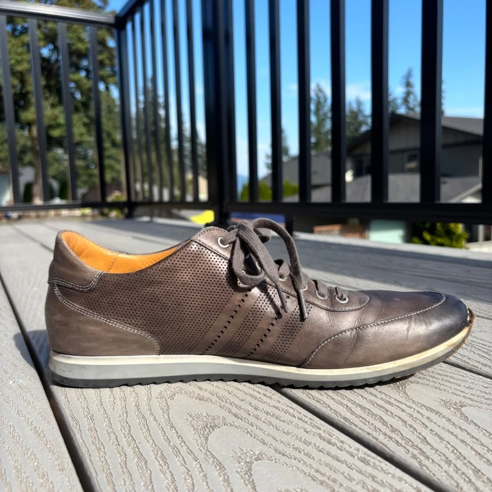 Magnanni Merino Sneakers Men's 12 M Gray Leather Casual Lace Up Shoes